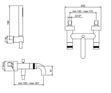X-CHANGE - Wall-mounted bathtub tap with hand shower by Rubinetterie Treemme - view 3